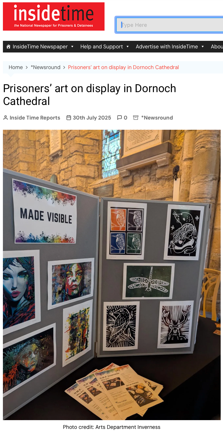 Pictora's Made Visible Dornoch Cathedral Exhibition coverage in Inside ...