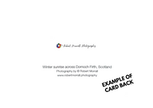 Load image into Gallery viewer, Dornoch Scottish Highland winter sunrise greeting card
